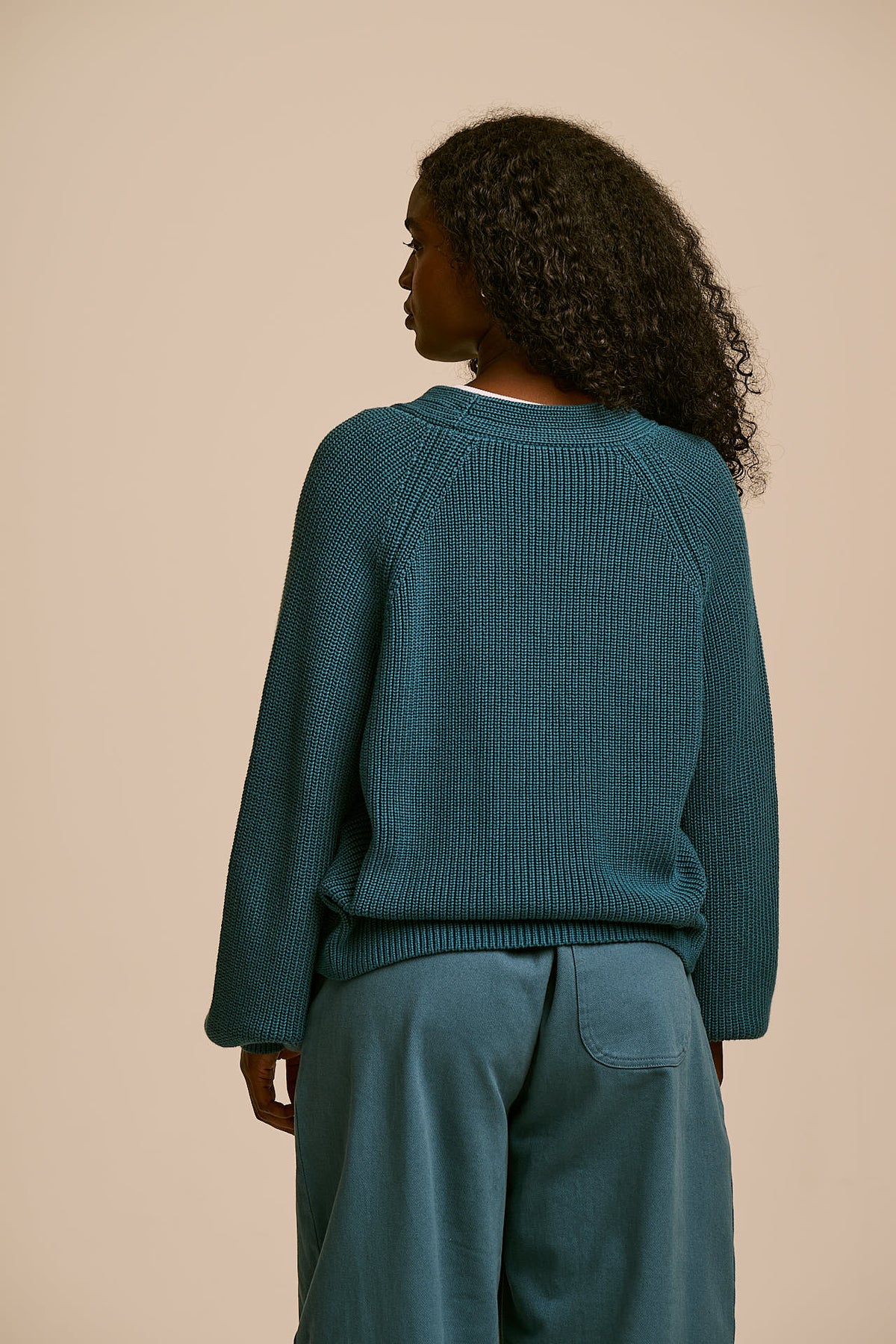 Juniper - Cardigan Organic Cotton Knit in Teal
