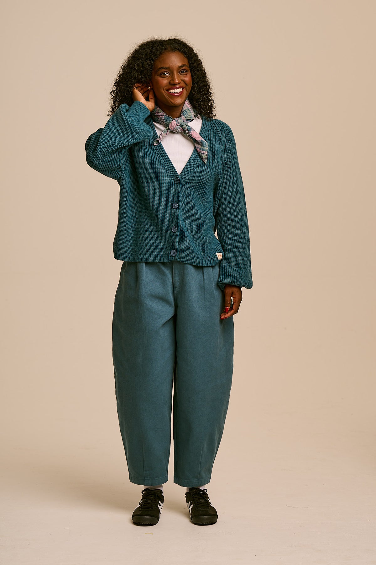 Juniper - Cardigan Organic Cotton Knit in Teal
