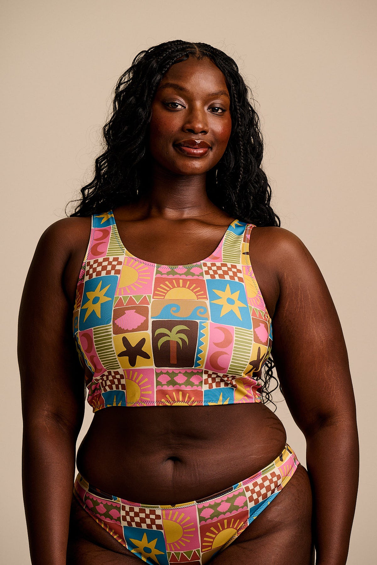 Kara - Tankini Top in Coastal Tile