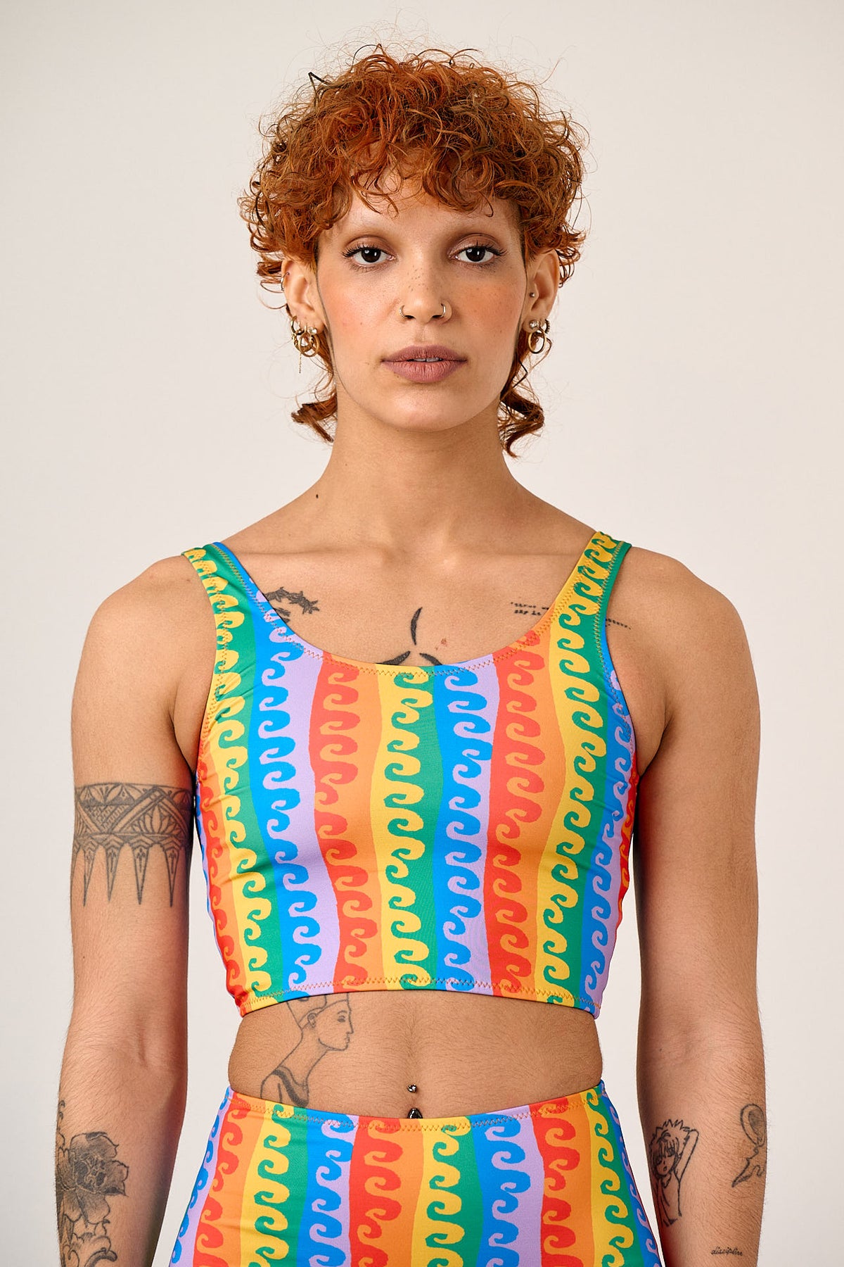 Kara - Tankini Top Recycled Polyester in Rainbow Wave