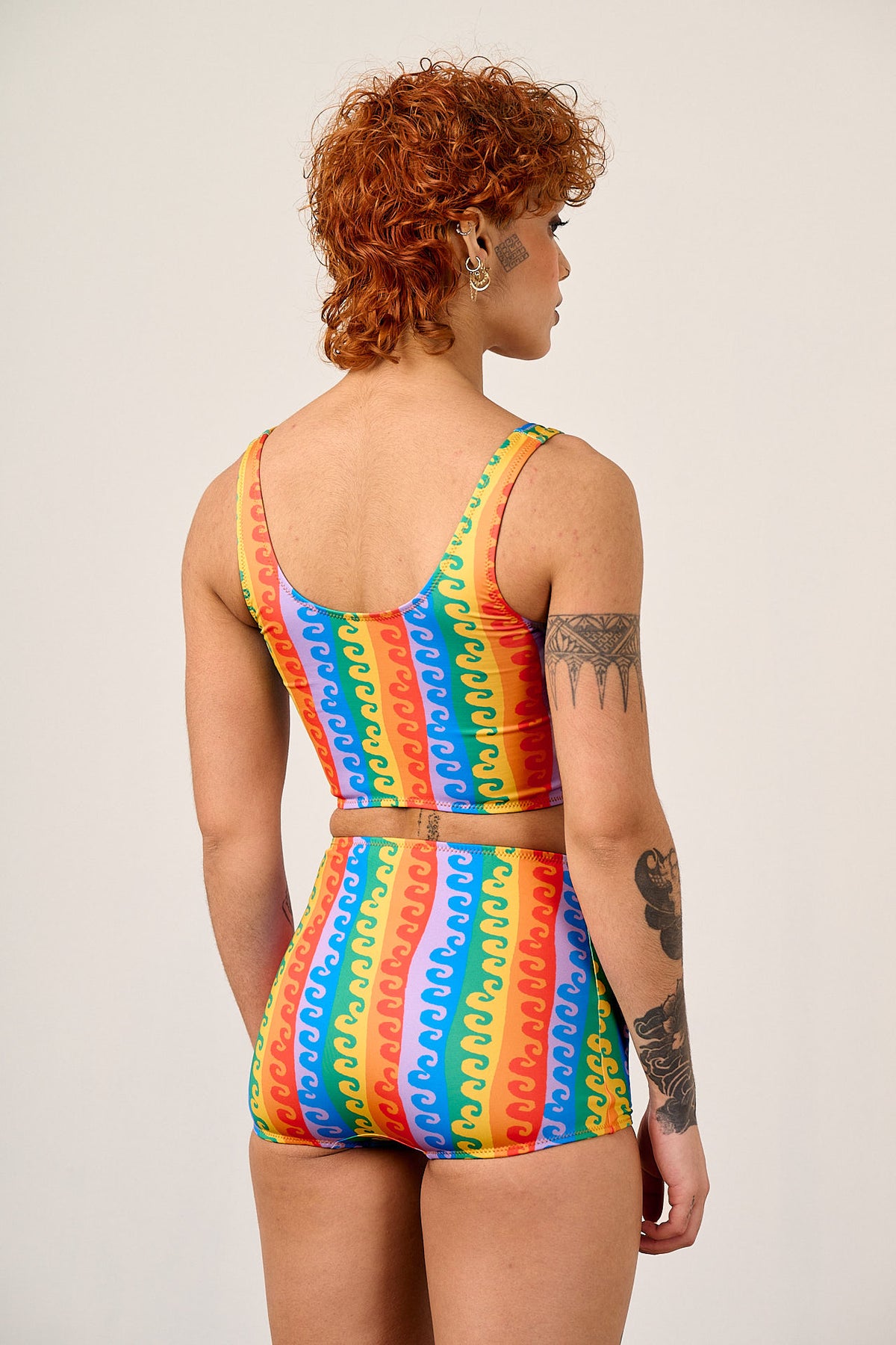Kara - Tankini Top Recycled Polyester in Rainbow Wave