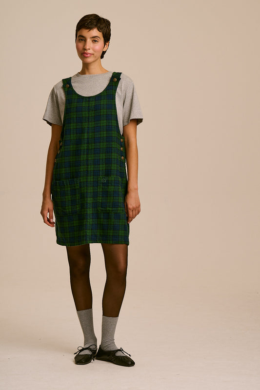 Layla - Mini Brushed Cotton Dress in Wilderness Tartan