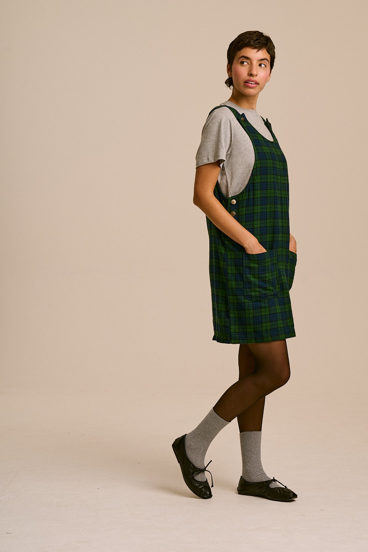 Layla - Mini Brushed Cotton Dress in Wilderness Tartan