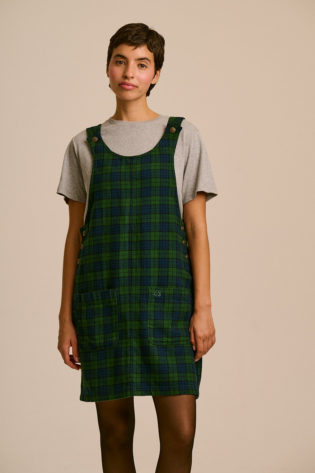 Layla - Mini Brushed Cotton Dress in Wilderness Tartan