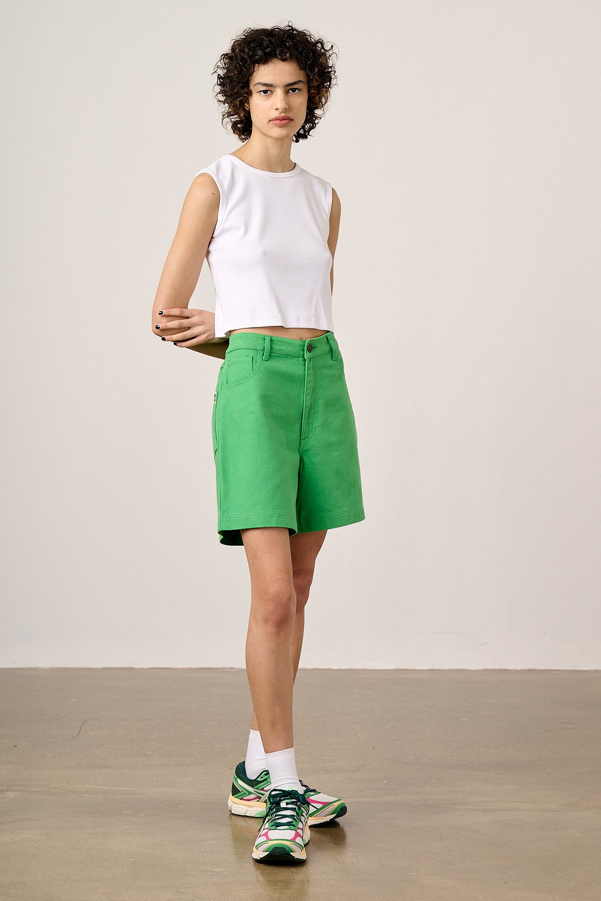 Lexi - High Waist Shorts Organic Cotton in Kelly Green