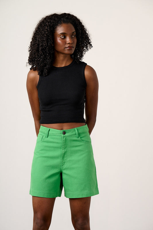 Lexi - High Waist Shorts Organic Cotton in Kelly Green