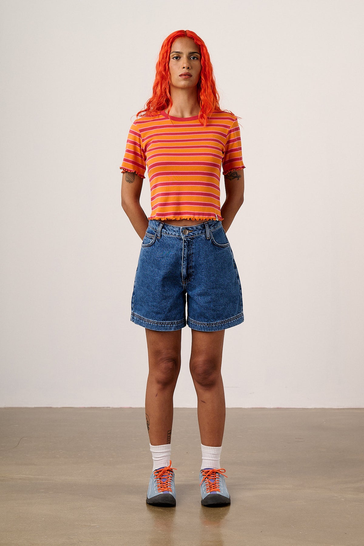 Lexi - High Waist Shorts Organic Cotton Denim in Mid Wash Blue