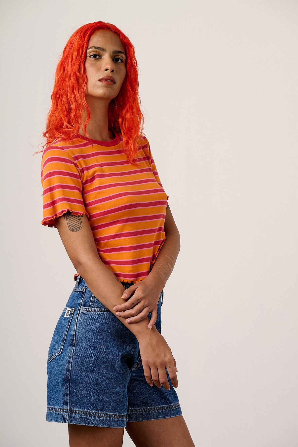 Lexi - High Waist Shorts Organic Cotton Denim in Mid Wash Blue