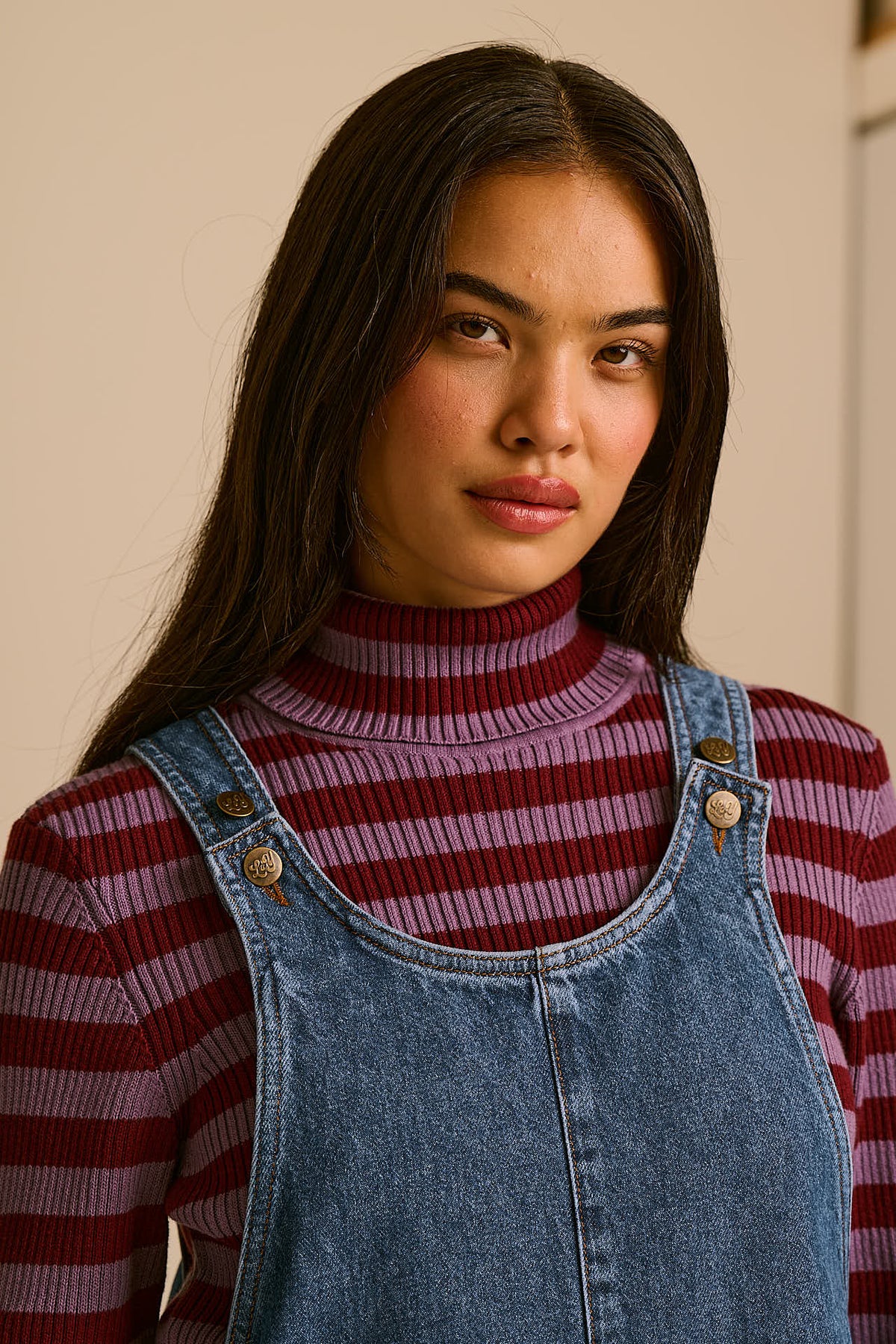 Lily - Pinafore Midi Dress Organic Cotton Denim in Mid Wash
