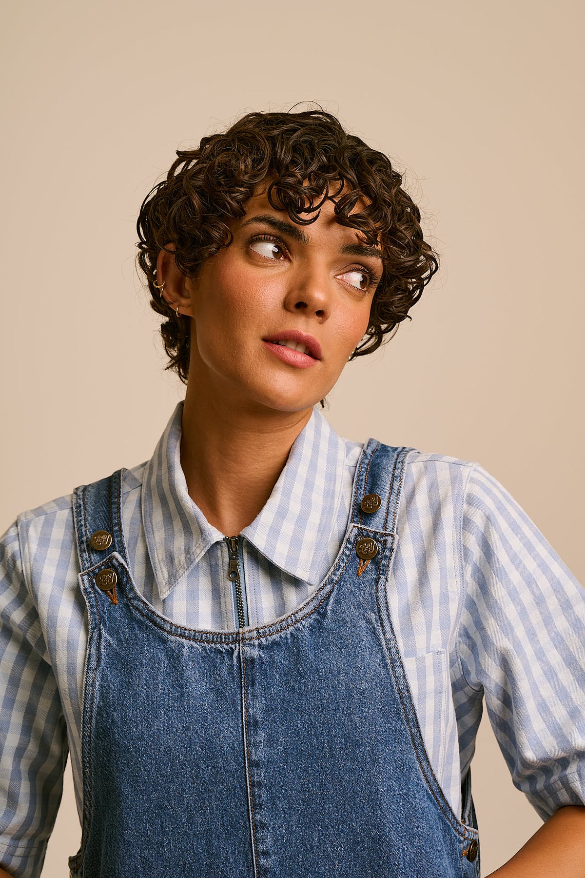Lily - Pinafore Midi Dress Organic Cotton Denim in Mid Wash
