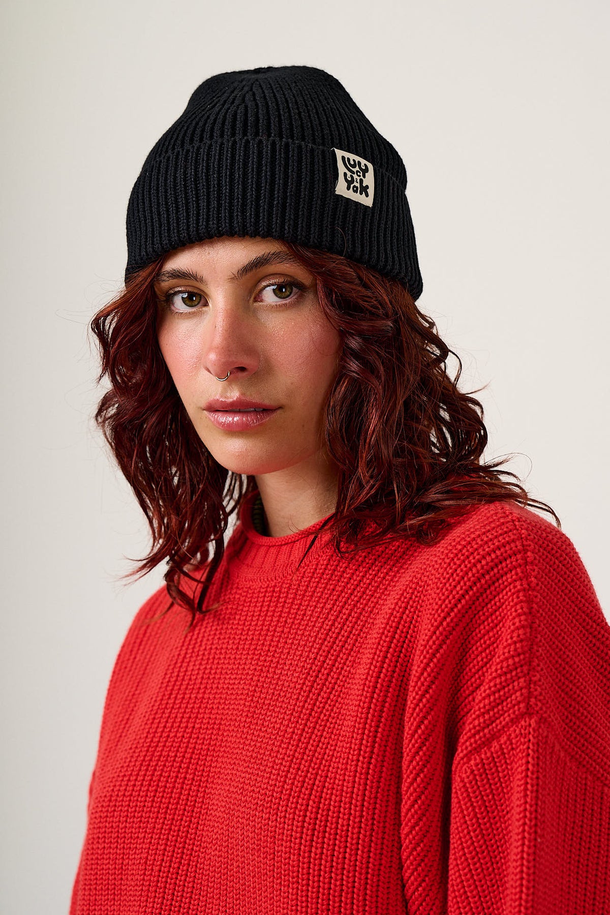 Luca - Knitted Beanie Organic Cotton in Black