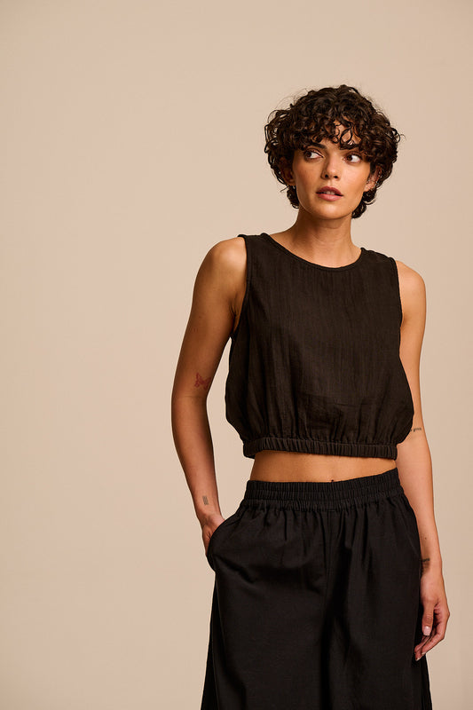 Lumi - Cropped Top Organic Cotton in Black
