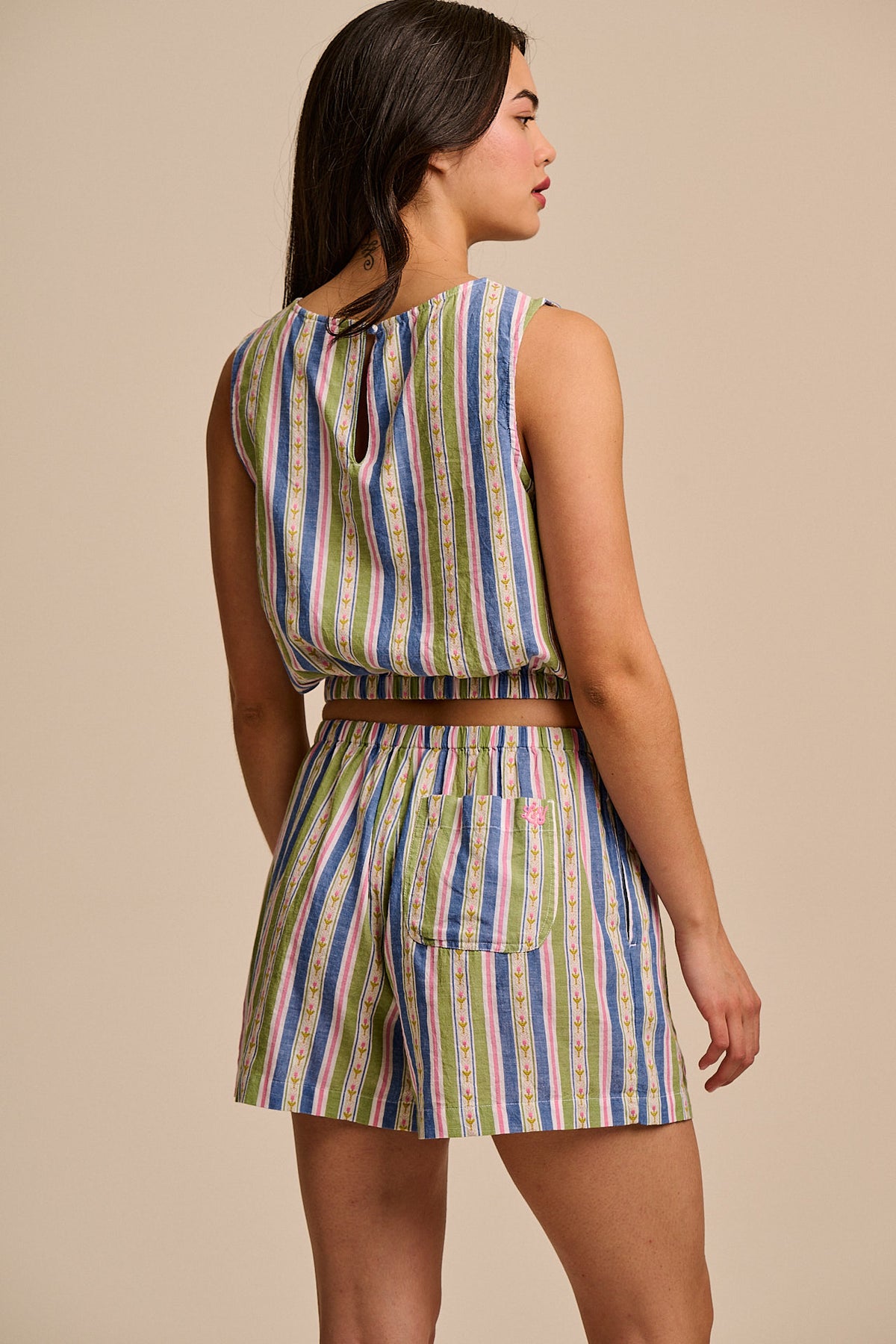 Popan - Relaxed Shorts Organic Cotton Jacquard in Tulip Stripe