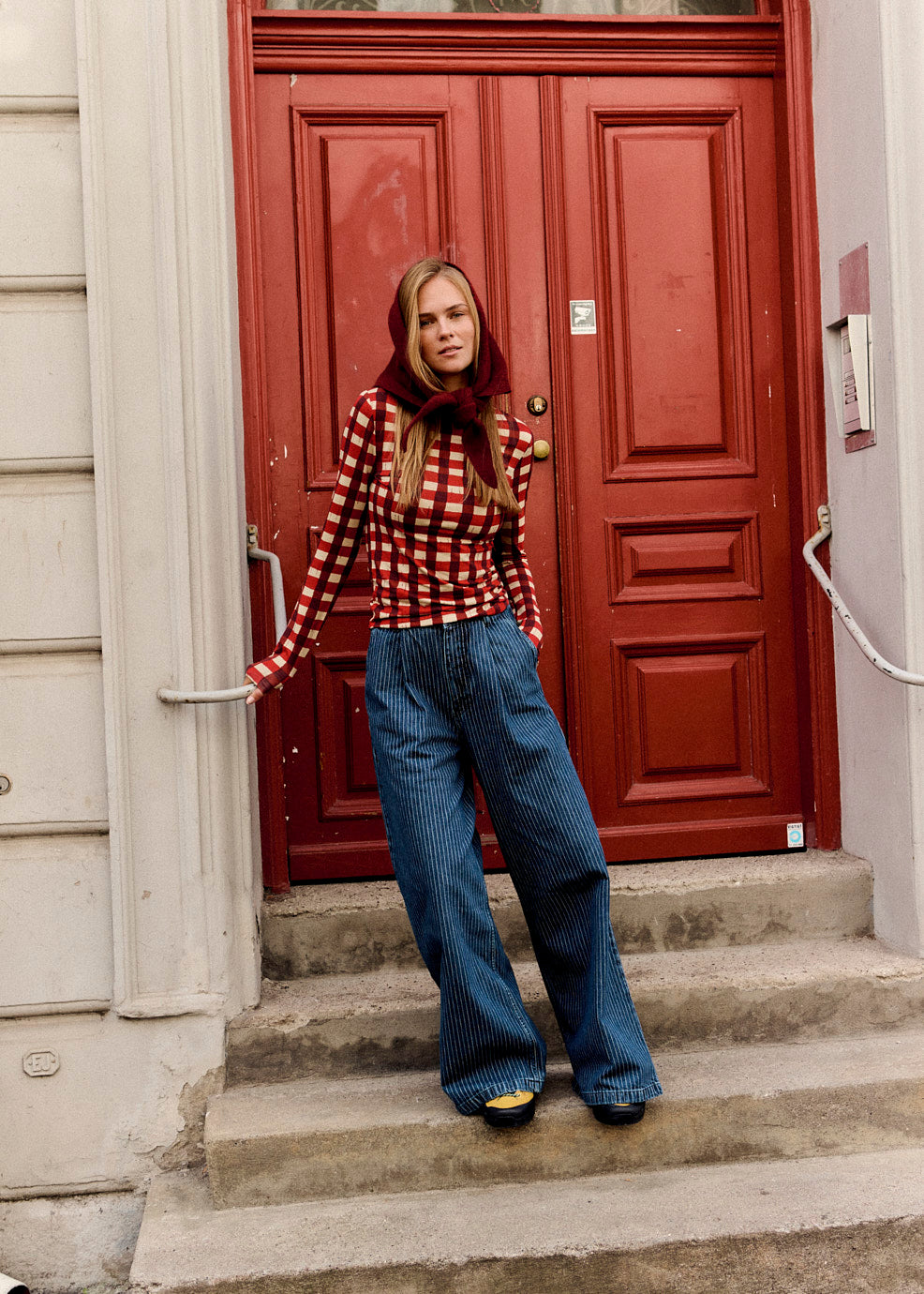Cole - Wide Leg Jeans Organic Cotton Denim in Pinstripe