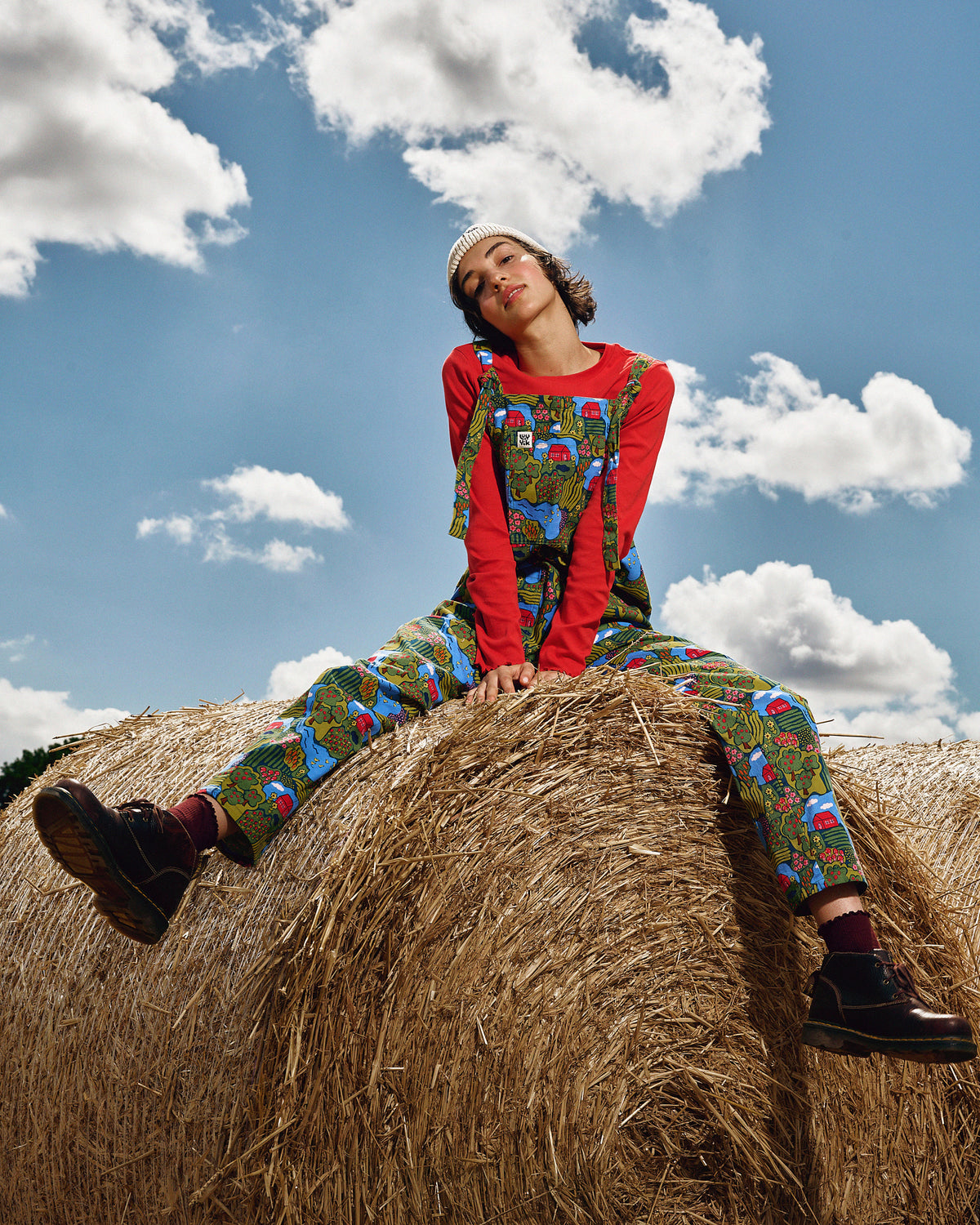 Original - Straight Leg Dungarees Organic Cotton Twill in Farmyard Scene