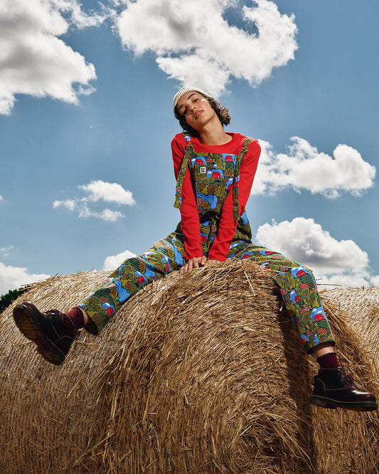 Original - Straight Leg Dungarees Organic Cotton Twill in Farmyard Scene