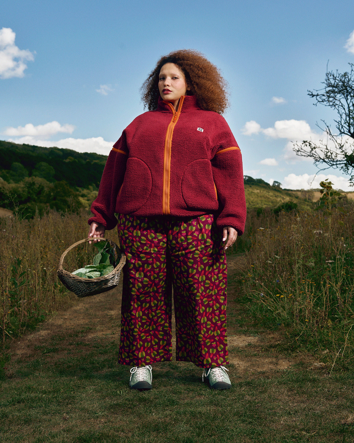 Hayes - Zip Through Fleece Recycled Polyester Borg in Red and Orange