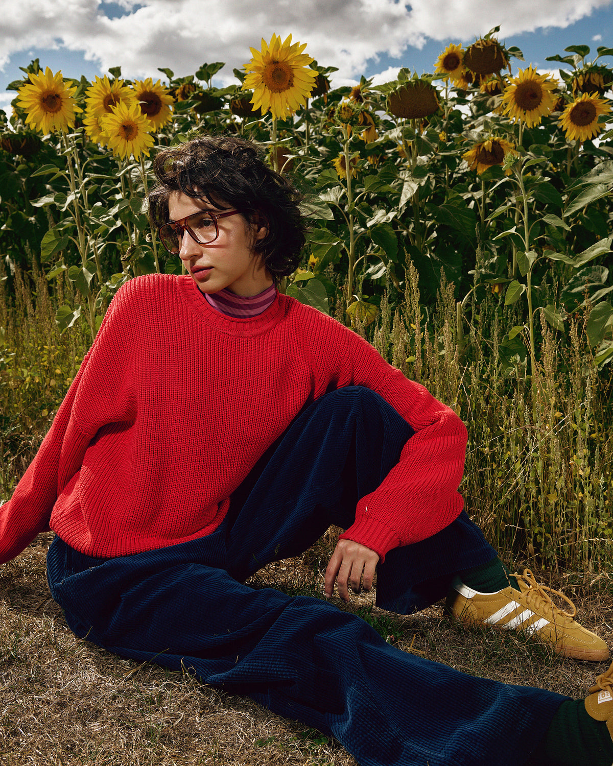 Areum - Oversized Jumper Organic Cotton Knit in Red