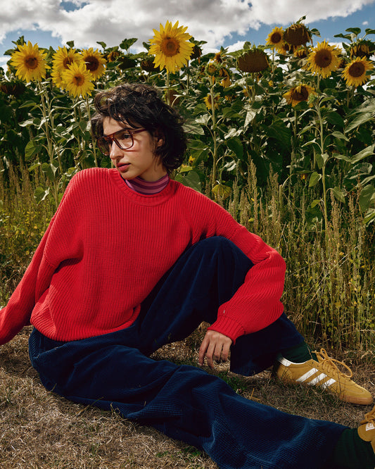 Areum - Oversized Jumper Organic Cotton Knit in Red