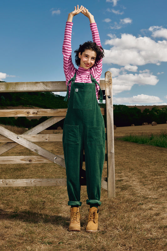 Original - Straight Leg Dungarees Organic Cotton Corduroy in Dark Green