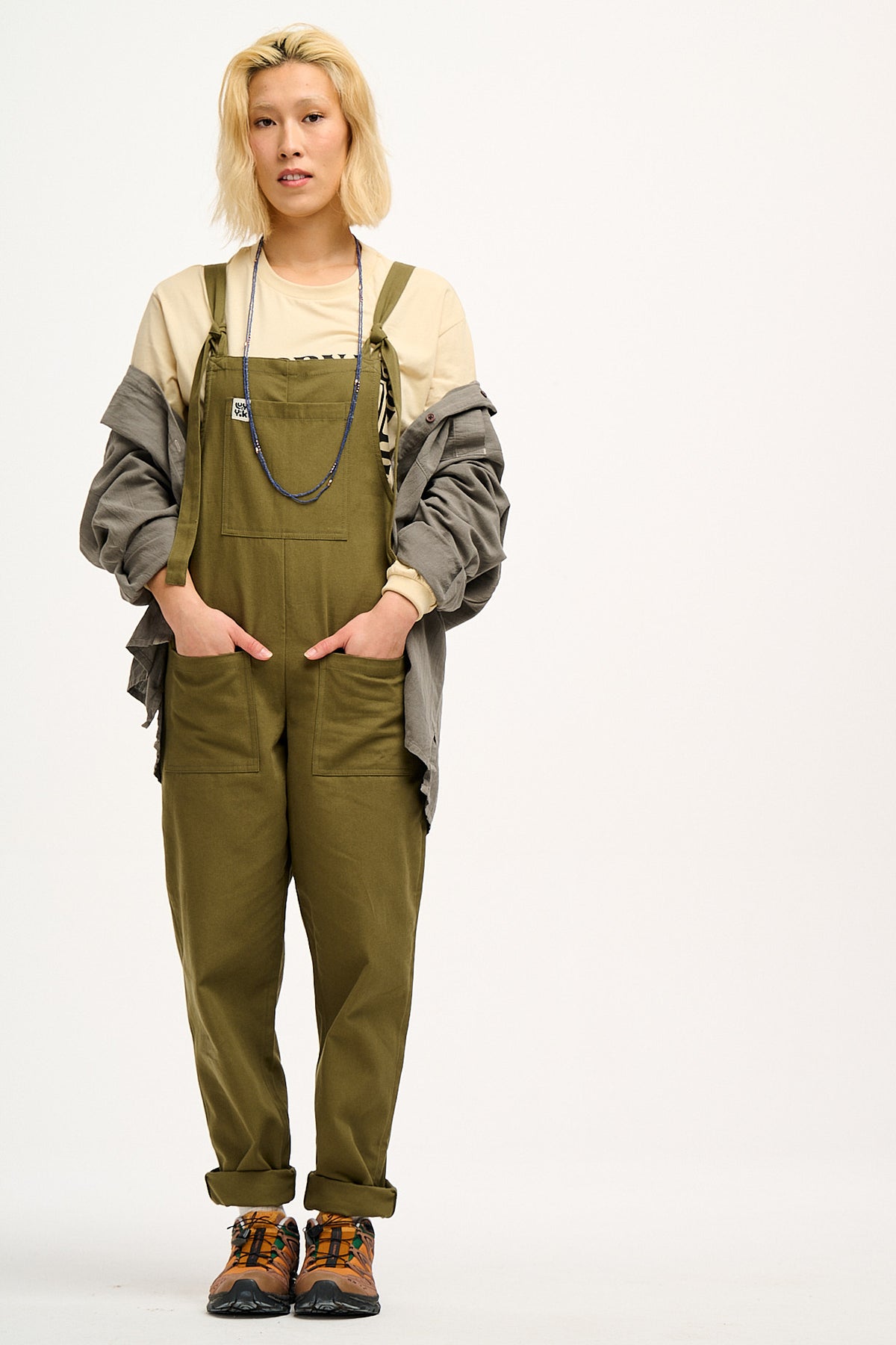 Original - Cotton Dungarees in Dark Olive