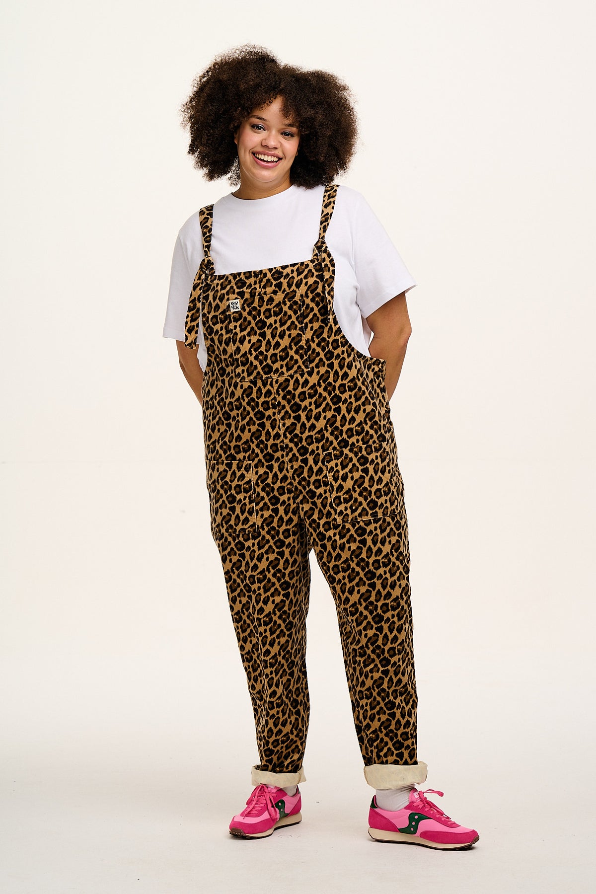 Original - Straight Leg Dungarees Organic Cotton Corduroy in Leopard Print