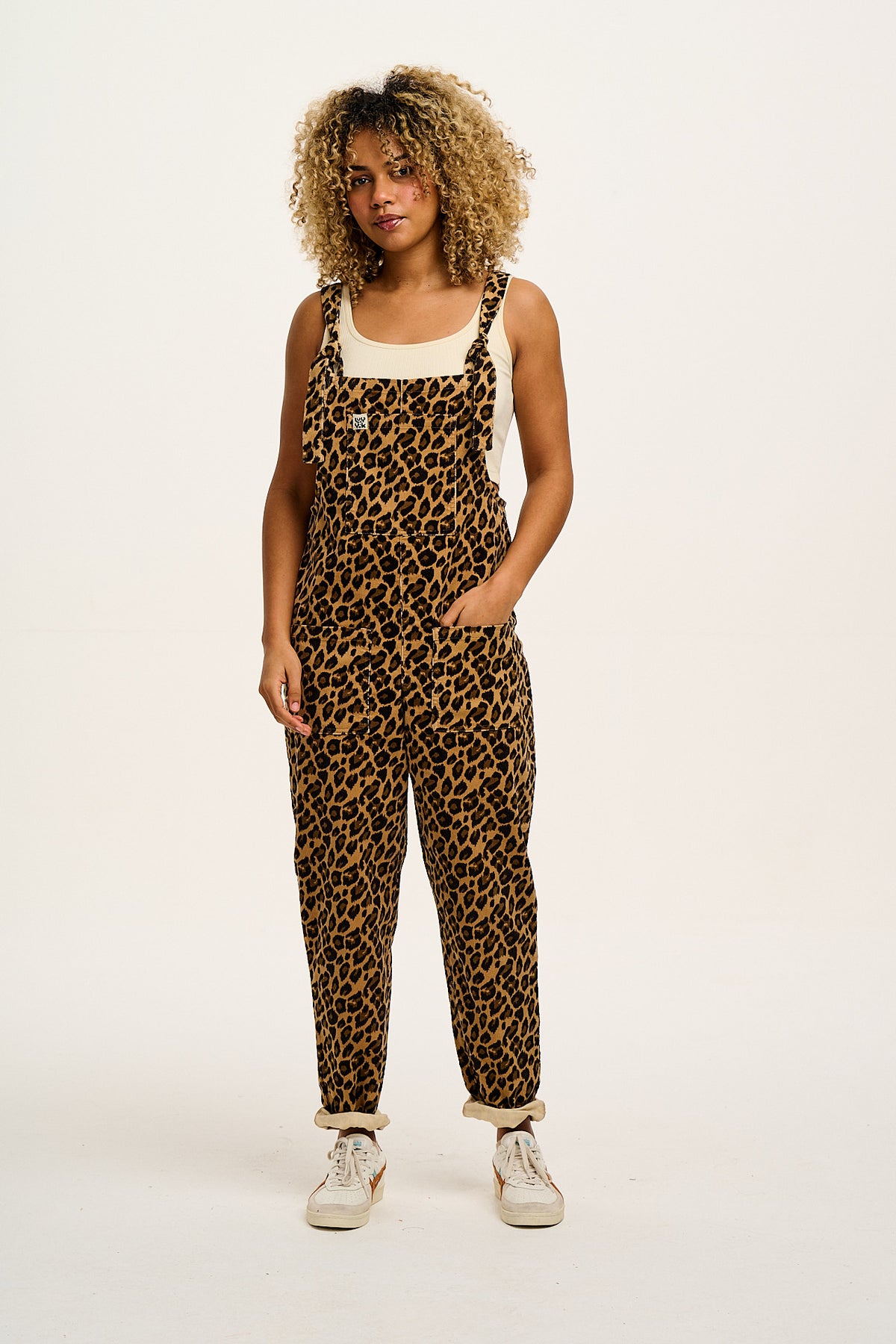 Original - Straight Leg Dungarees Organic Cotton Corduroy in Leopard Print
