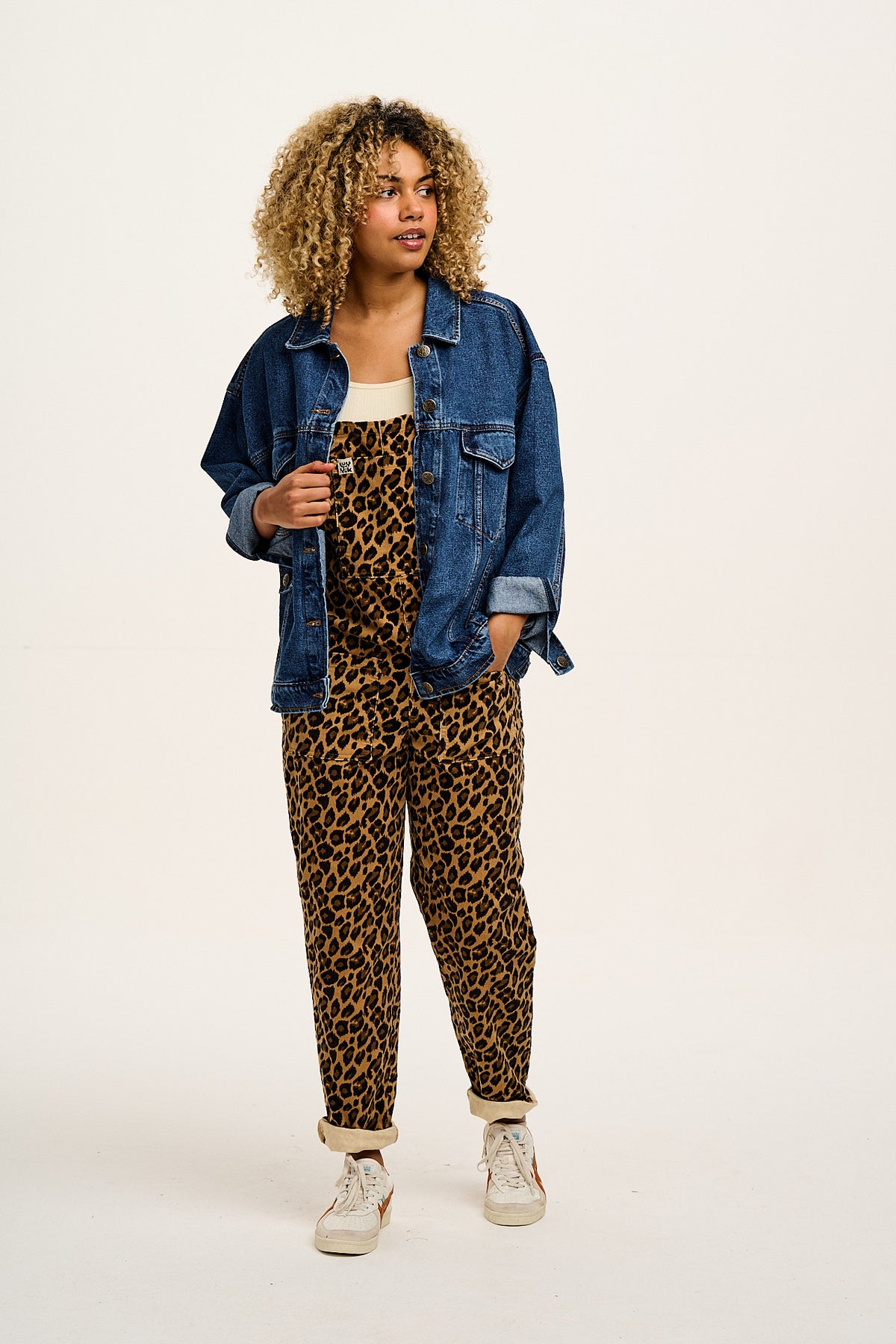 Original - Straight Leg Dungarees Organic Cotton Corduroy in Leopard Print