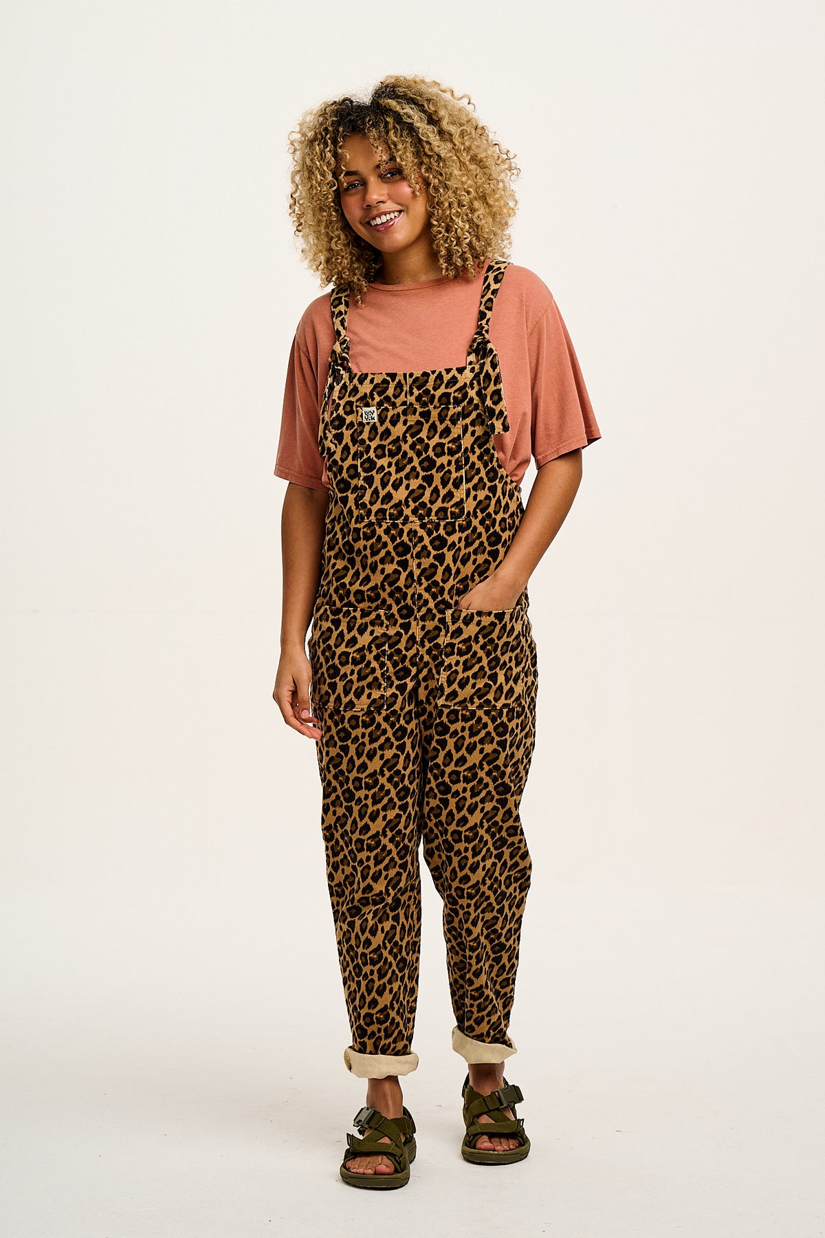 Original - Straight Leg Dungarees Organic Cotton Corduroy in Leopard Print