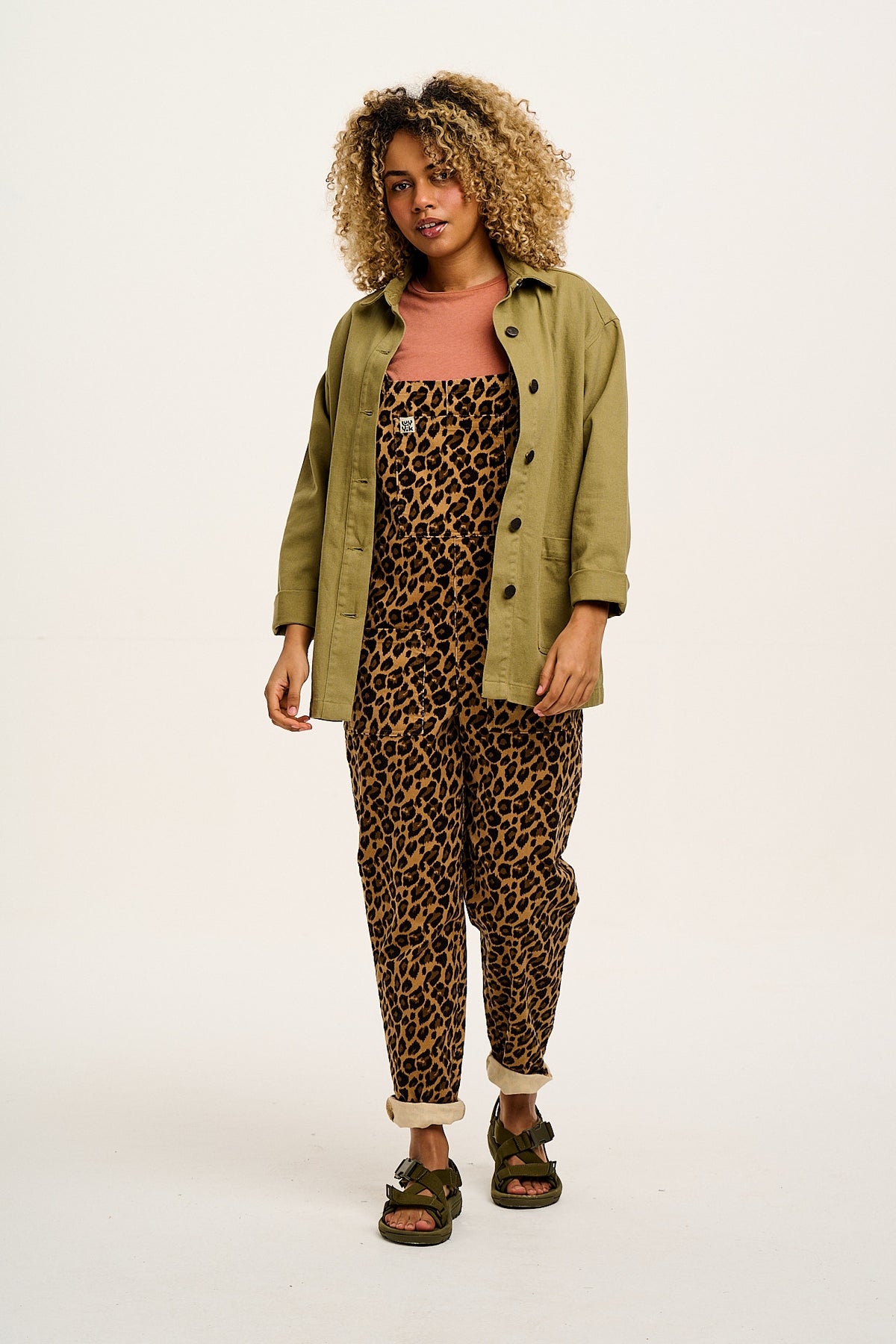 Original - Straight Leg Dungarees Organic Cotton Corduroy in Leopard Print