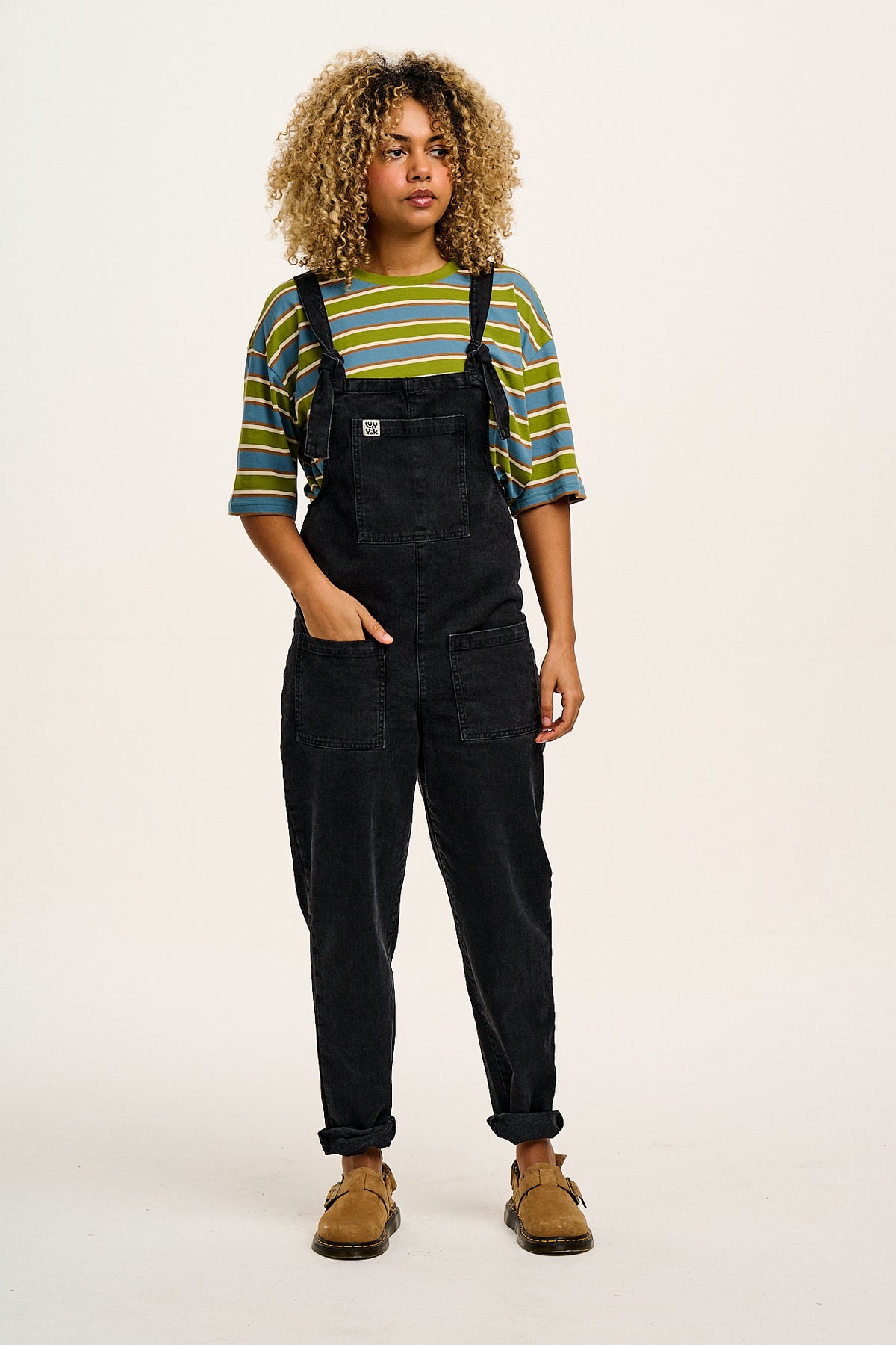 Original - Straight Leg Dungarees Organic Cotton Denim in Washed Black