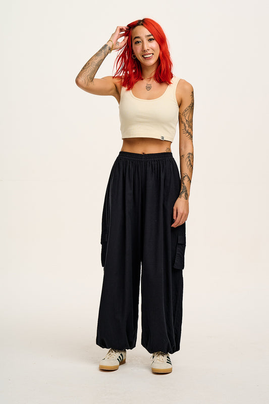 Rumi - Wide Leg Trousers Organic Cotton in Black