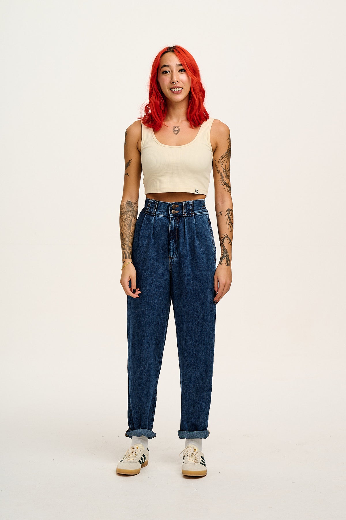 Addison - High Waist Jeans Organic Cotton Denim in Mid Wash Blue