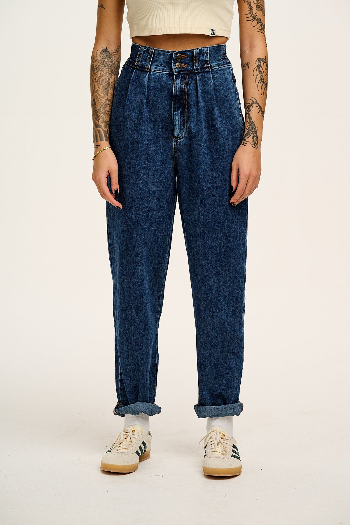 Addison - High Waist Jeans Organic Cotton Denim in Mid Wash Blue