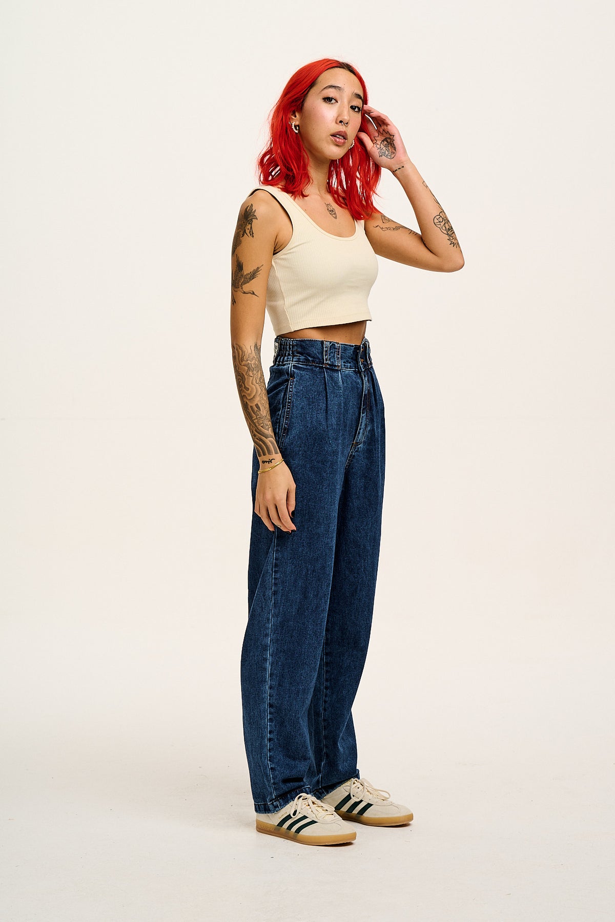 Addison - High Waist Jeans Organic Cotton Denim in Mid Wash Blue