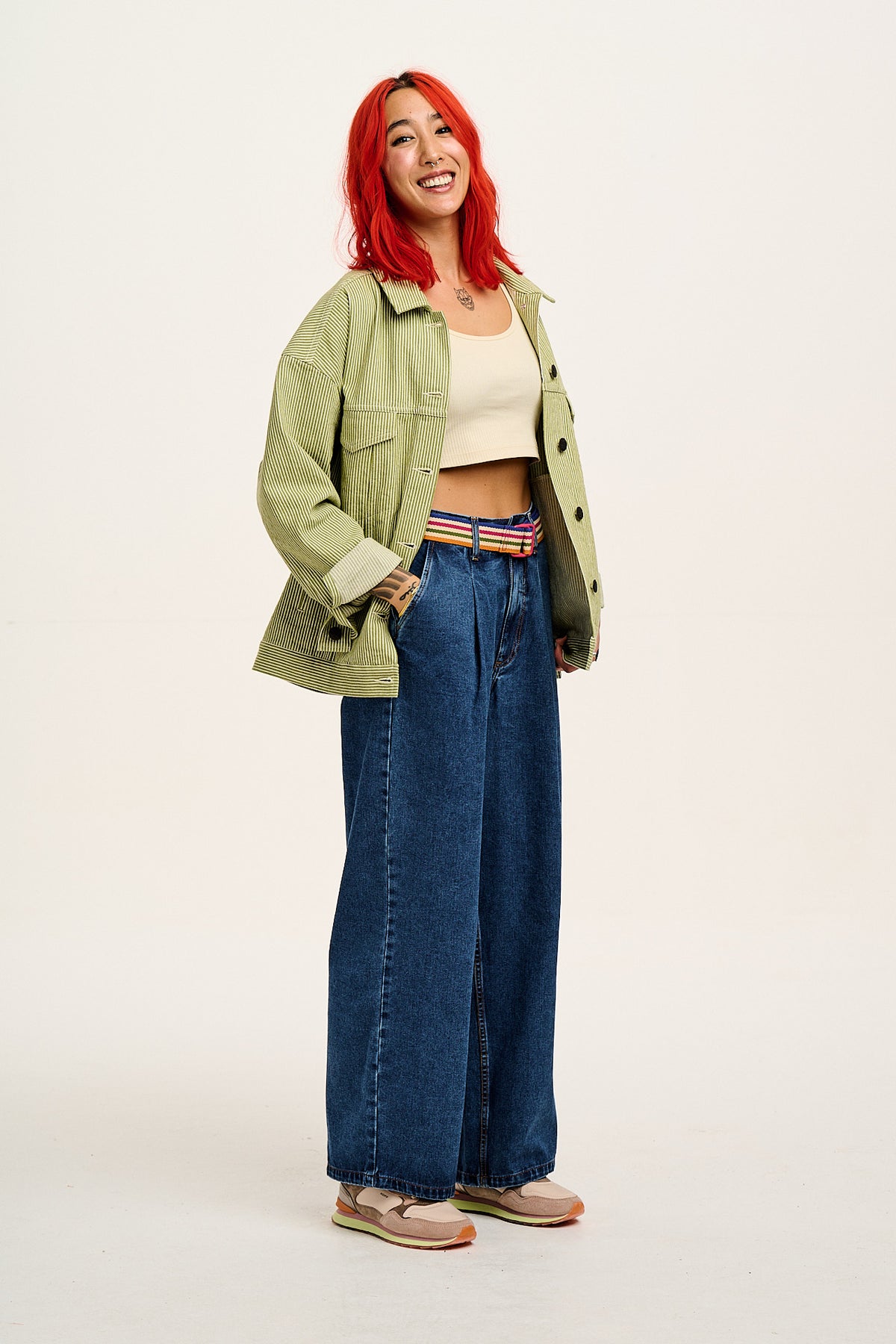 Cole - Wide Leg Jeans Organic Cotton Denim in Mid Wash Blue