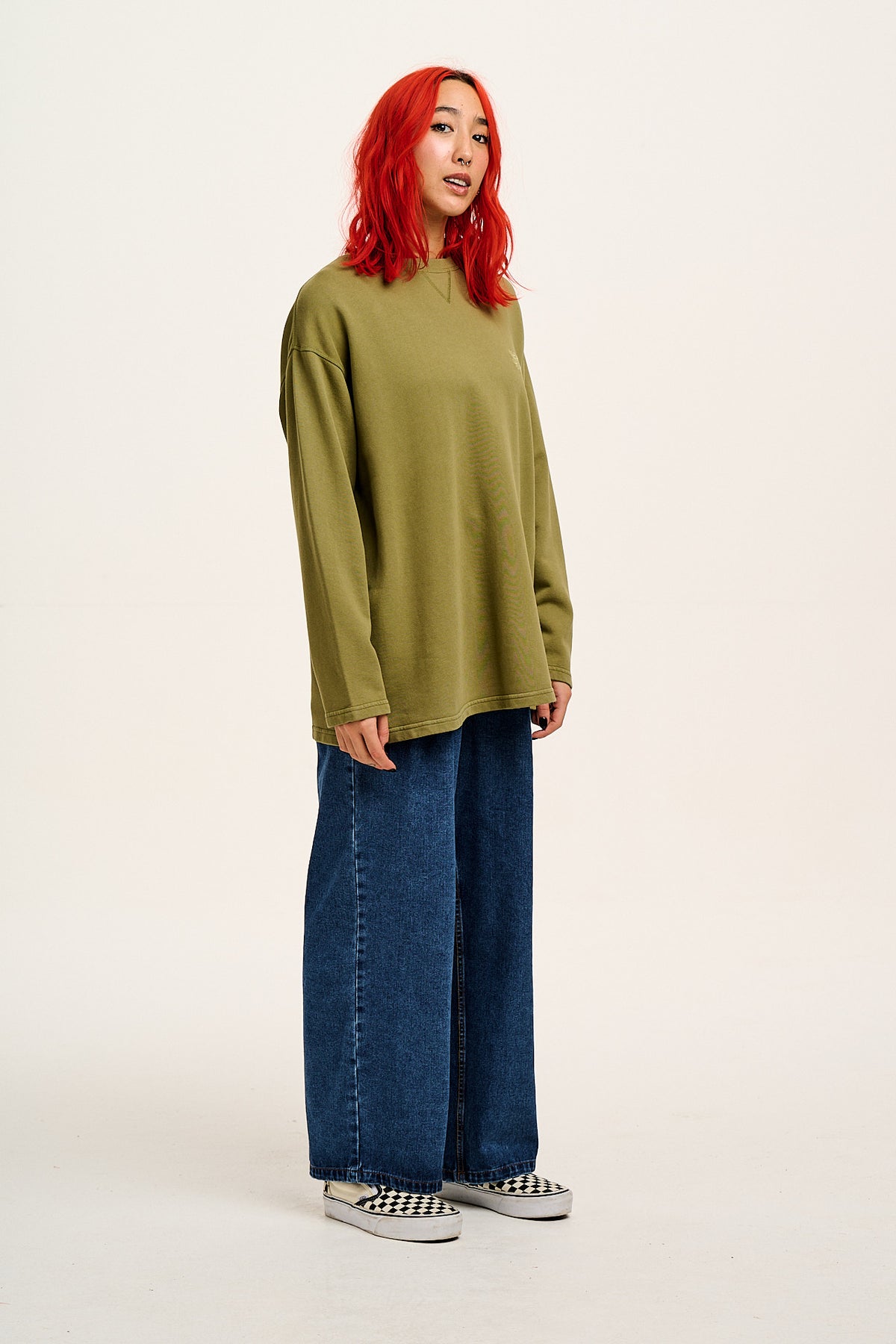 Cole - Wide Leg Jeans Organic Cotton Denim in Mid Wash Blue