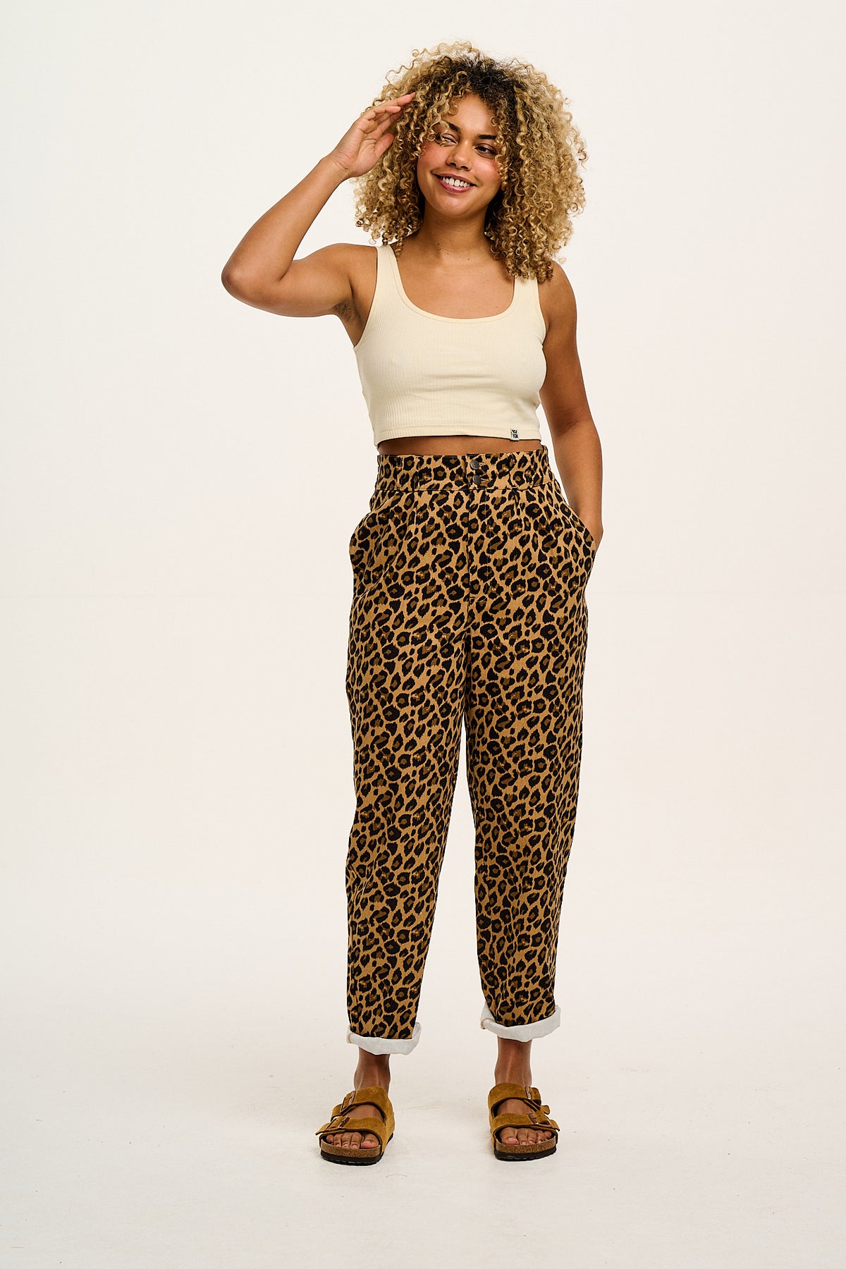 Addison - Cotton Jeans in Leopard Print