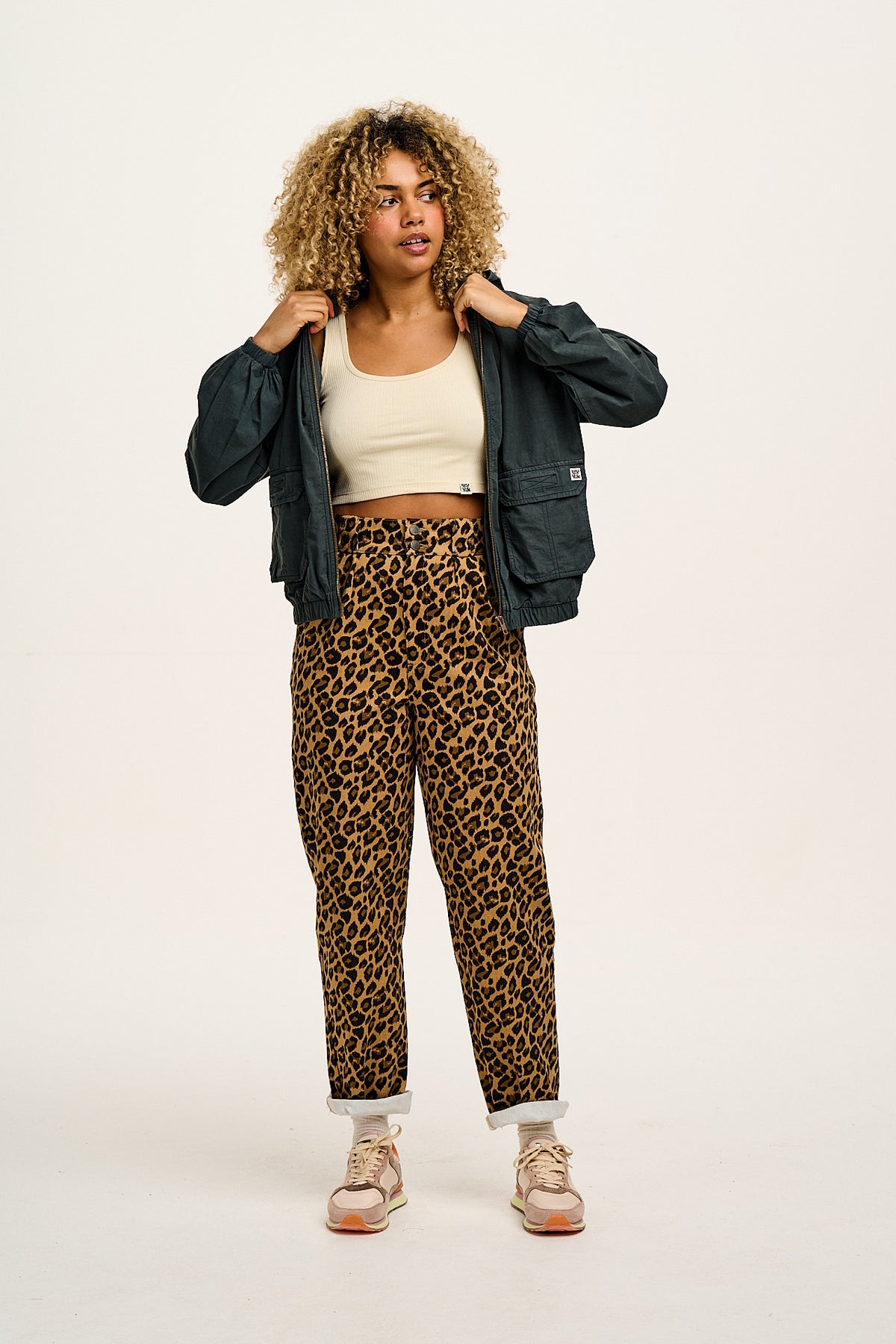 Addison - Cotton Jeans in Leopard Print