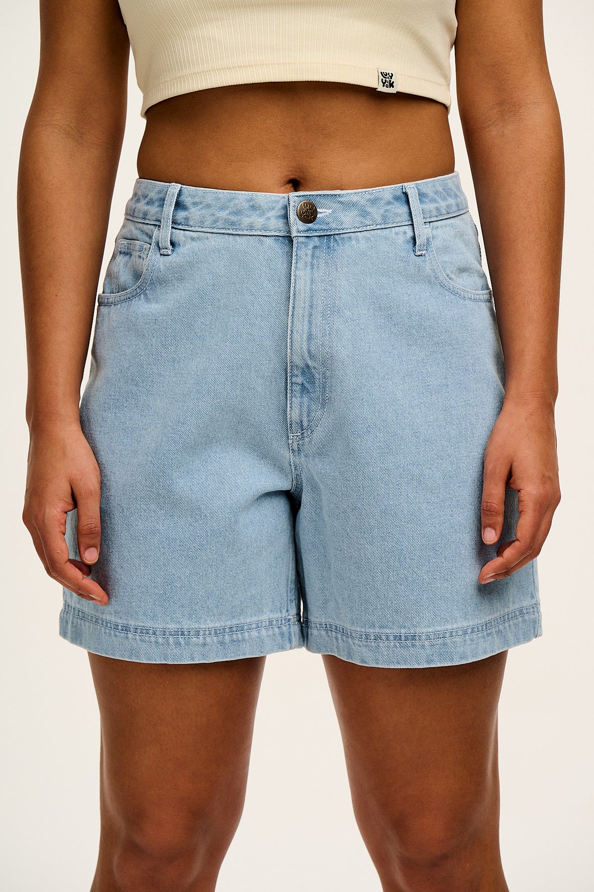 Lexi - High Waist Shorts Organic Cotton Denim in Light Wash Blue