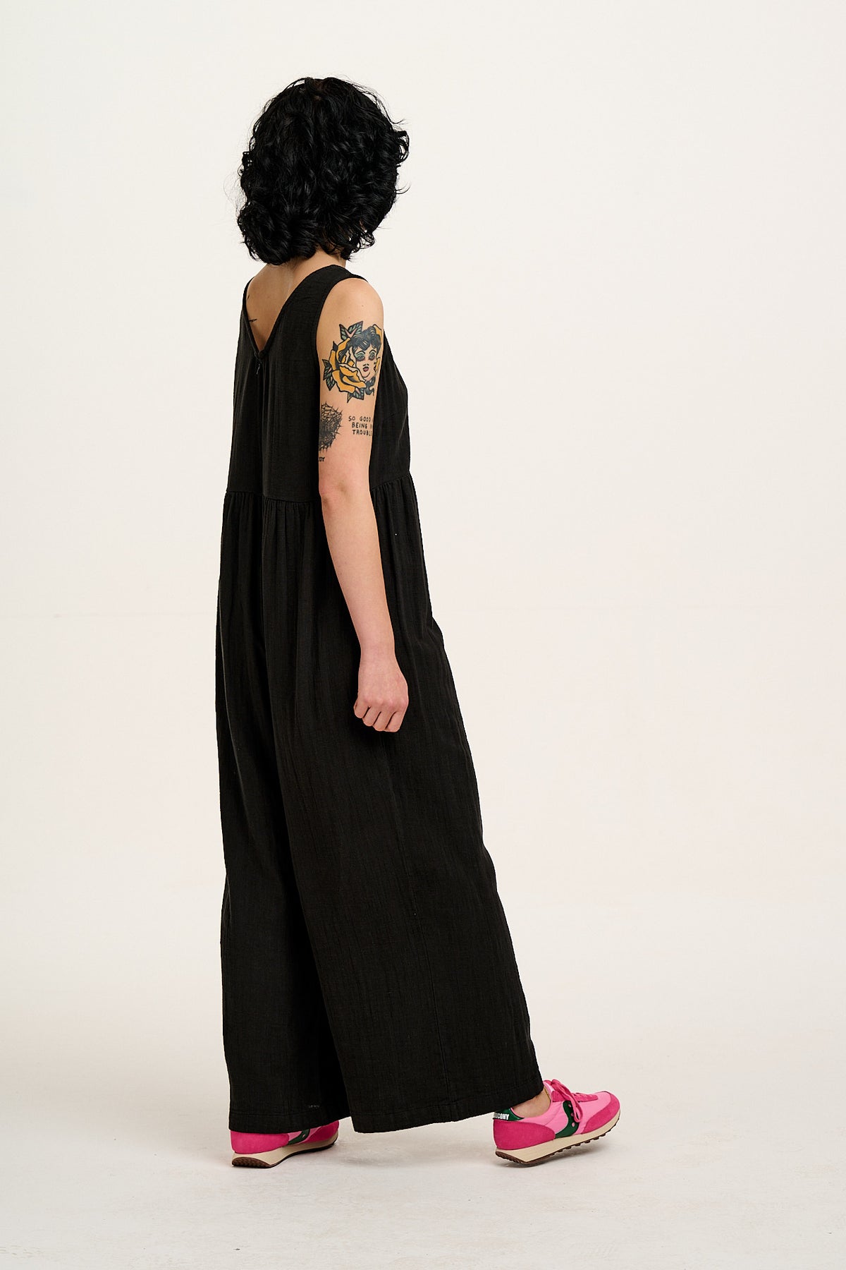 Bellamy - Wide Leg Jumpsuit Organic Cotton Gauze in Black
