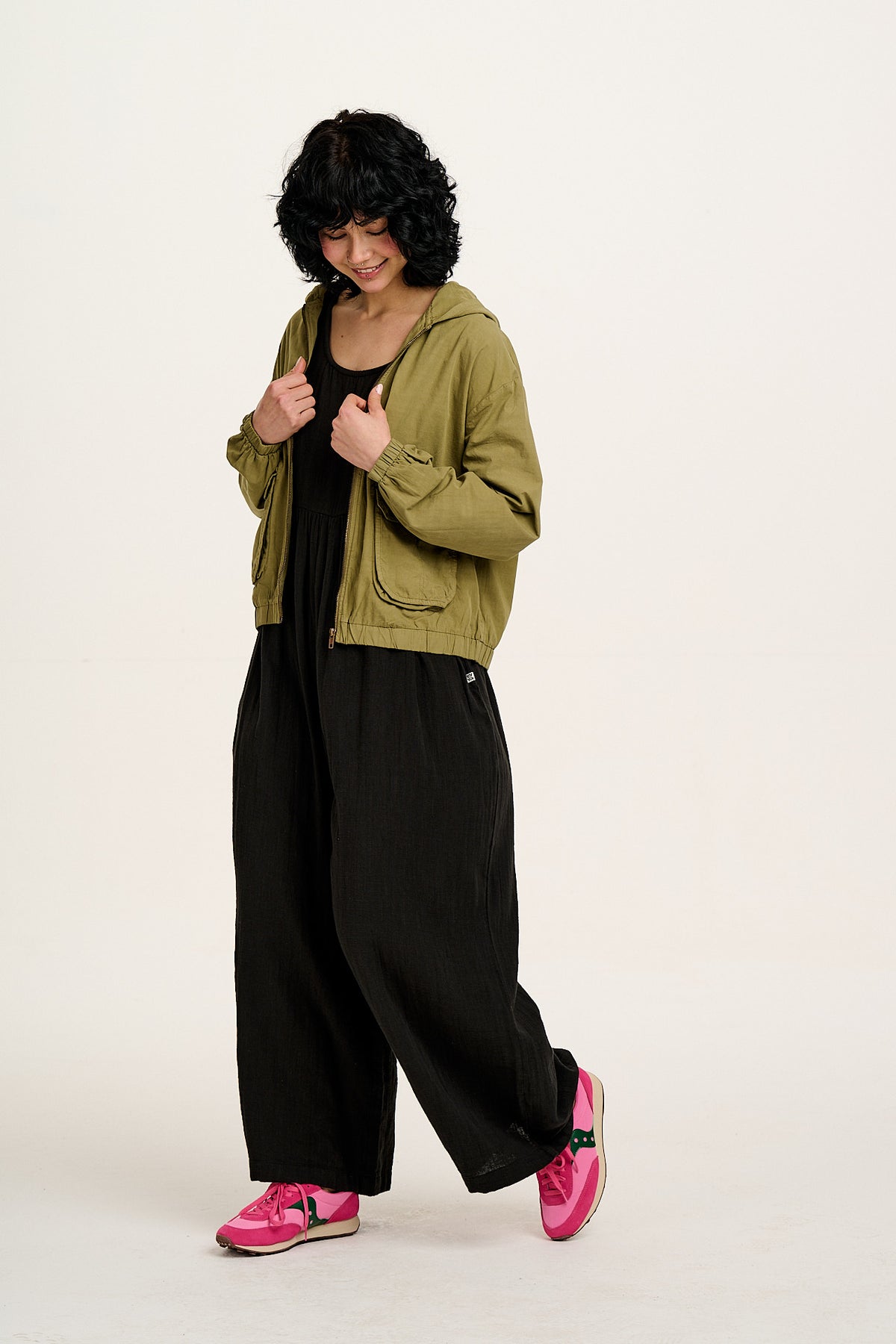Bellamy - Wide Leg Jumpsuit Organic Cotton Gauze in Black