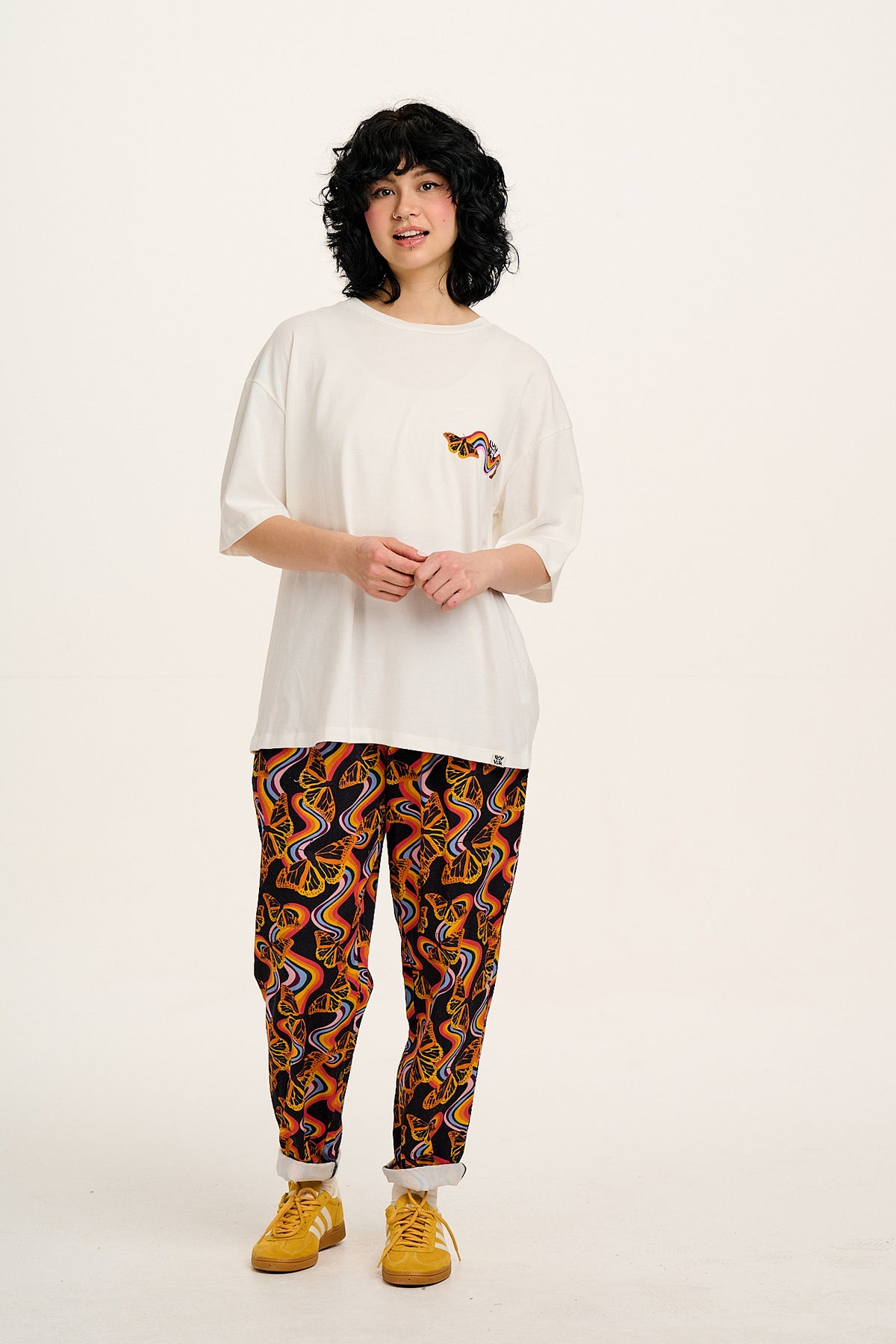 L.E Benny - Oversized Cotton T-Shirt in VIP Butterfly Rainbow