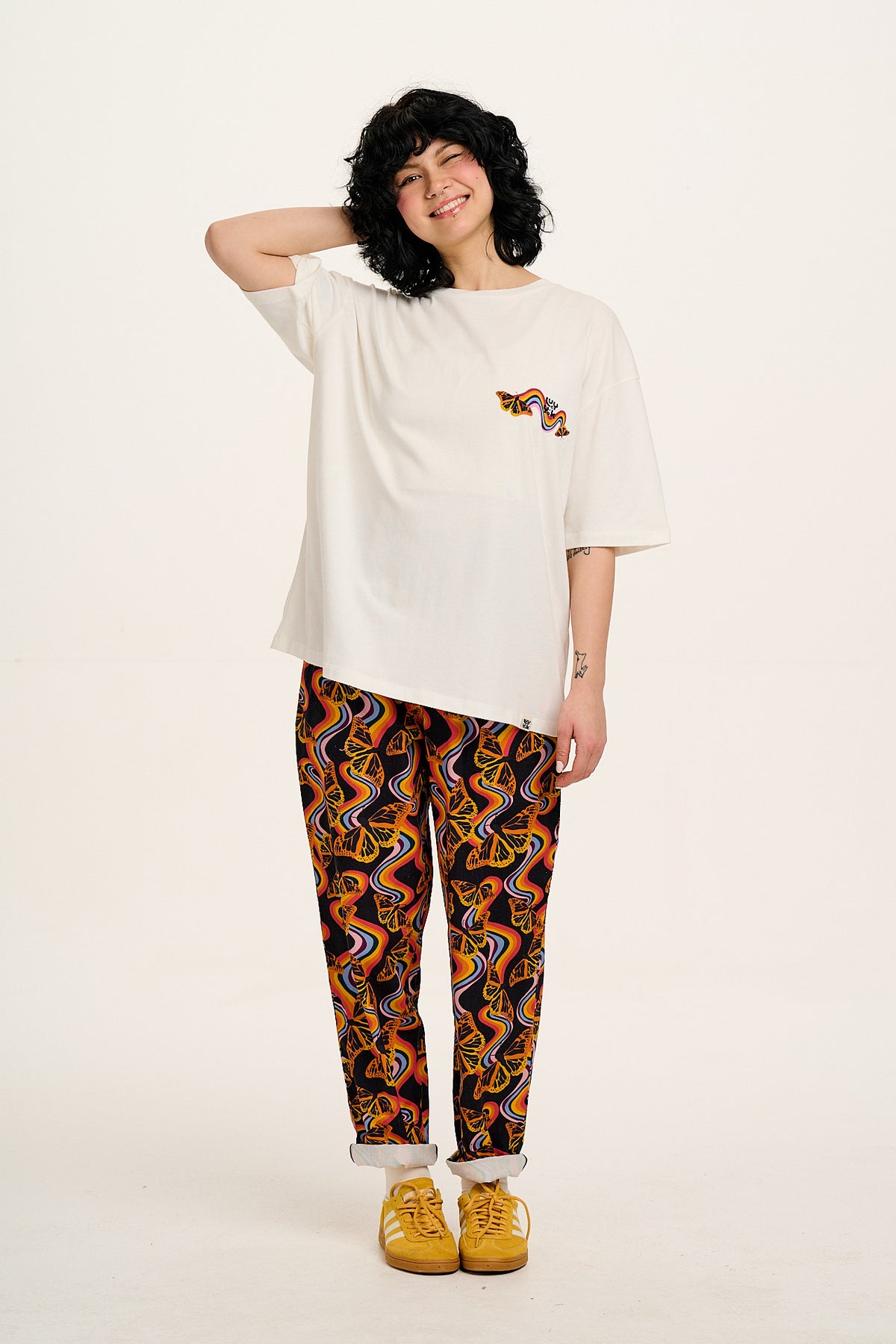 L.E Benny - Oversized Cotton T-Shirt in VIP Butterfly Rainbow