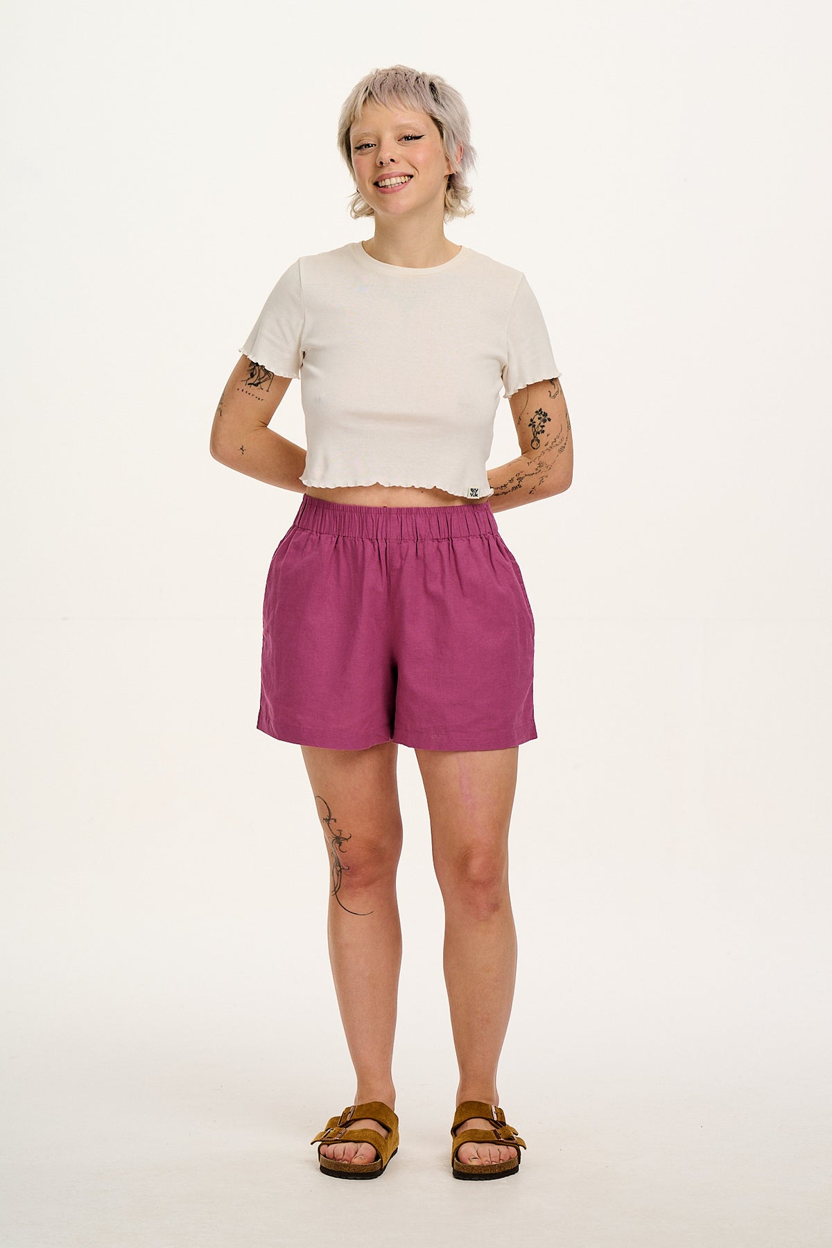 Jessie - Mid-Thigh Shorts Organic Cotton in Dahlia Pink