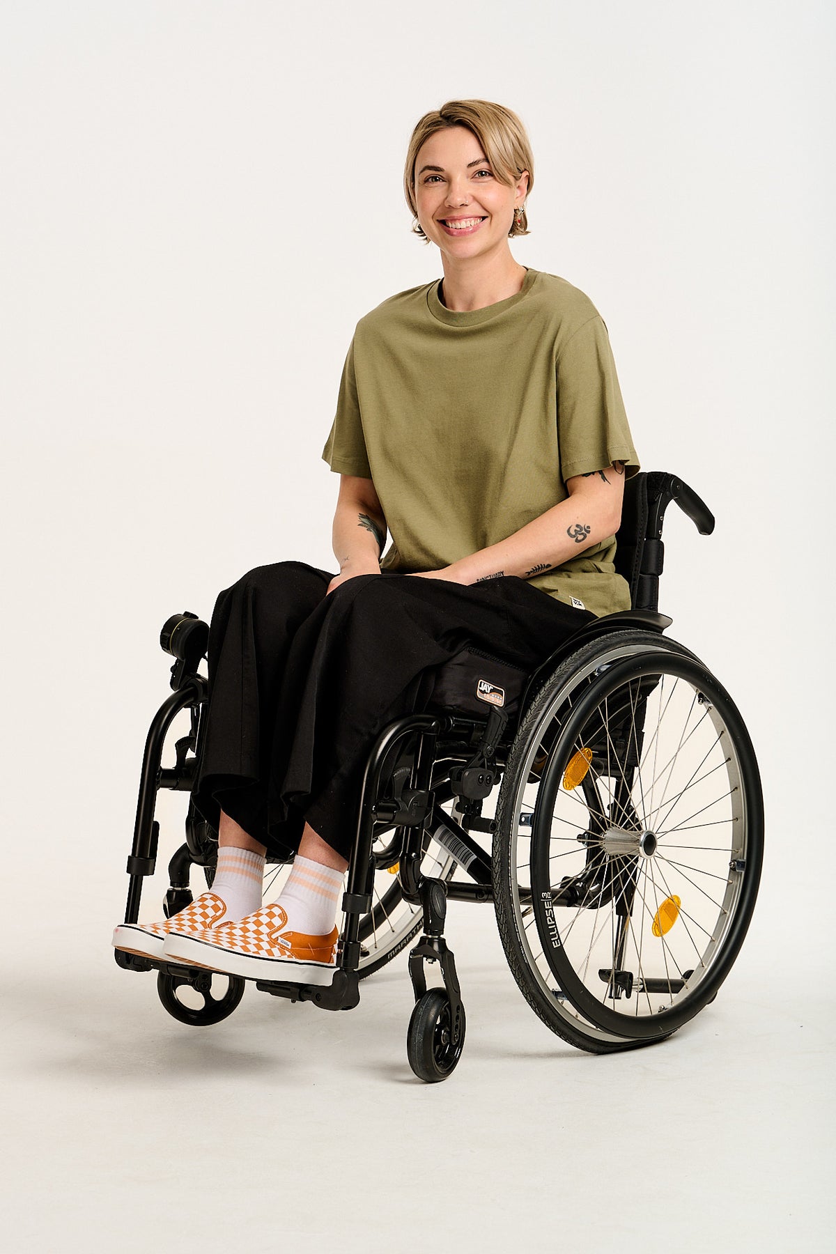 Chuck - Wide Leg Cotton Trousers in Black