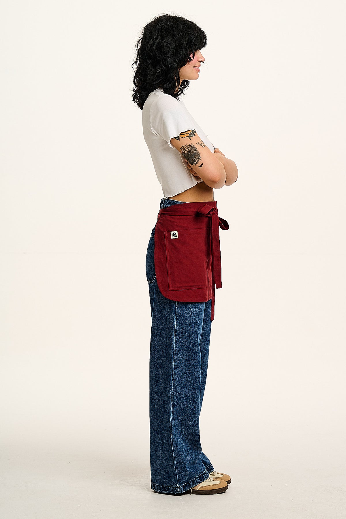 Millau - Midweight Waist Apron Organic Cotton in Maroon