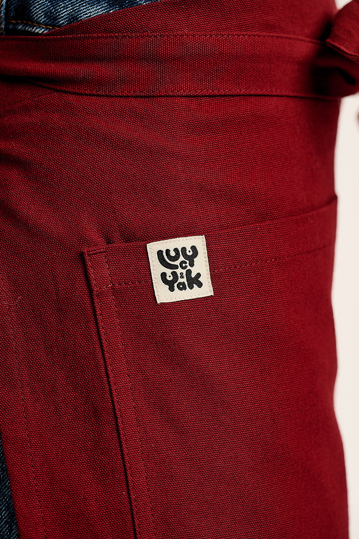Millau - Midweight Waist Apron Organic Cotton in Maroon