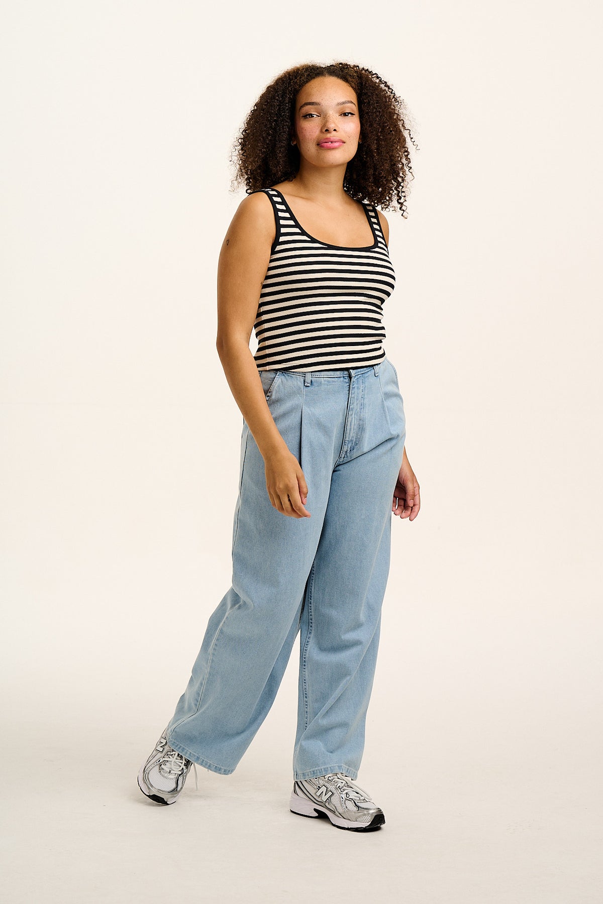 Eden - Vest Organic Cotton in Black & White Stripe