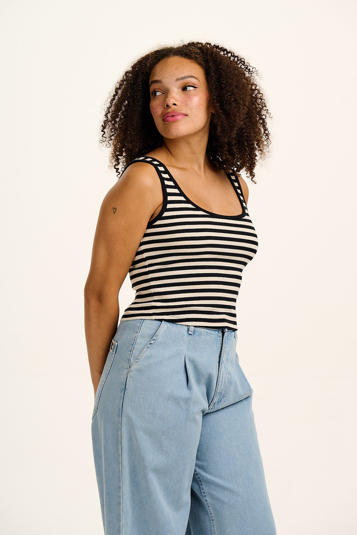 Eden - Vest Organic Cotton in Black & White Stripe